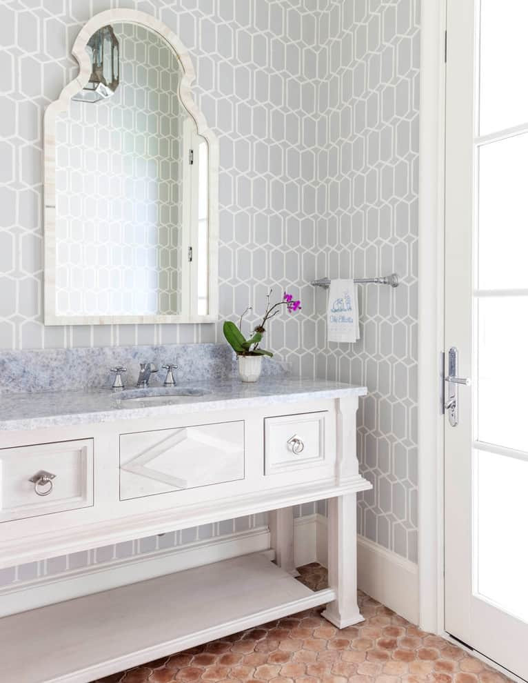 Bathroom Tile Wallpaper
 Lust Worthy Statement Bathroom Wallpapers