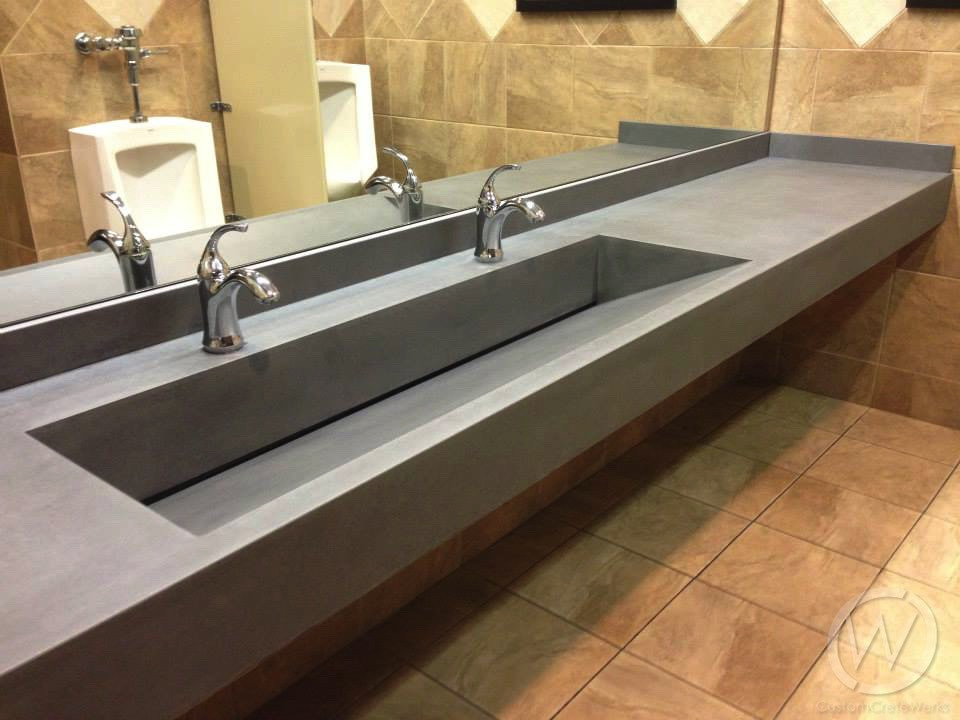 Bathroom Trough Sinks
 Bathroom Trough Sinks with Two Faucets CustomCreteWerks