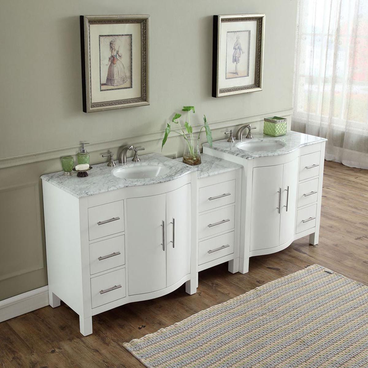 Bathroom Vanities Double Sink
 89" Modern Double Bathroom Vanity Espresso with Round Sink