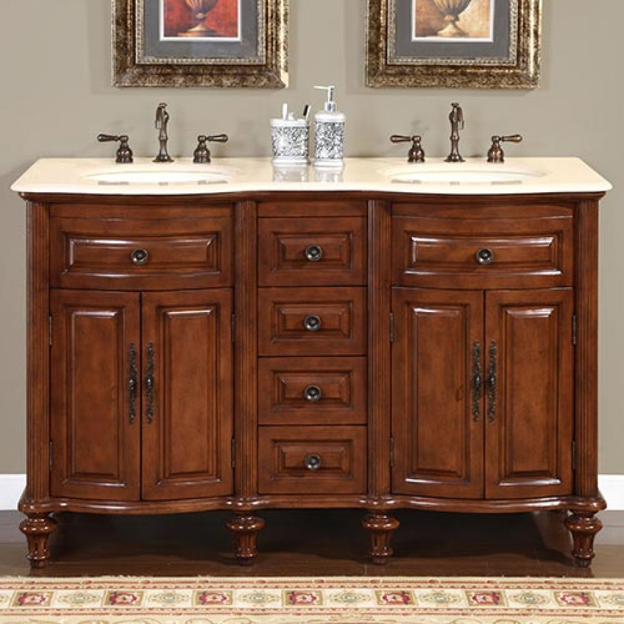 Bathroom Vanities Double Sink
 55 Inch Double Sink Bathroom Vanity with Cream Marfil