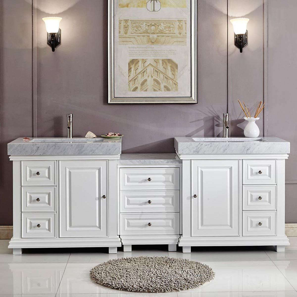 Bathroom Vanities Double Sink
 90" Modern Double Bathroom Vanity White