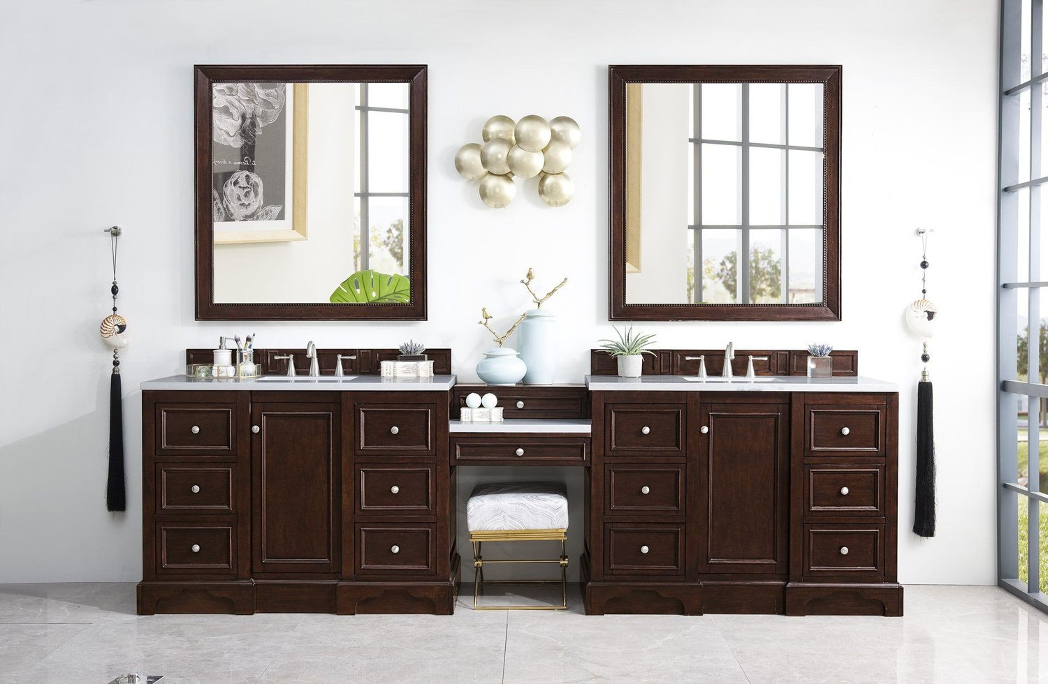 Bathroom Vanities Double Sink
 118" De Soto Burnished Mahogany Double Sink Bathroom Vanity