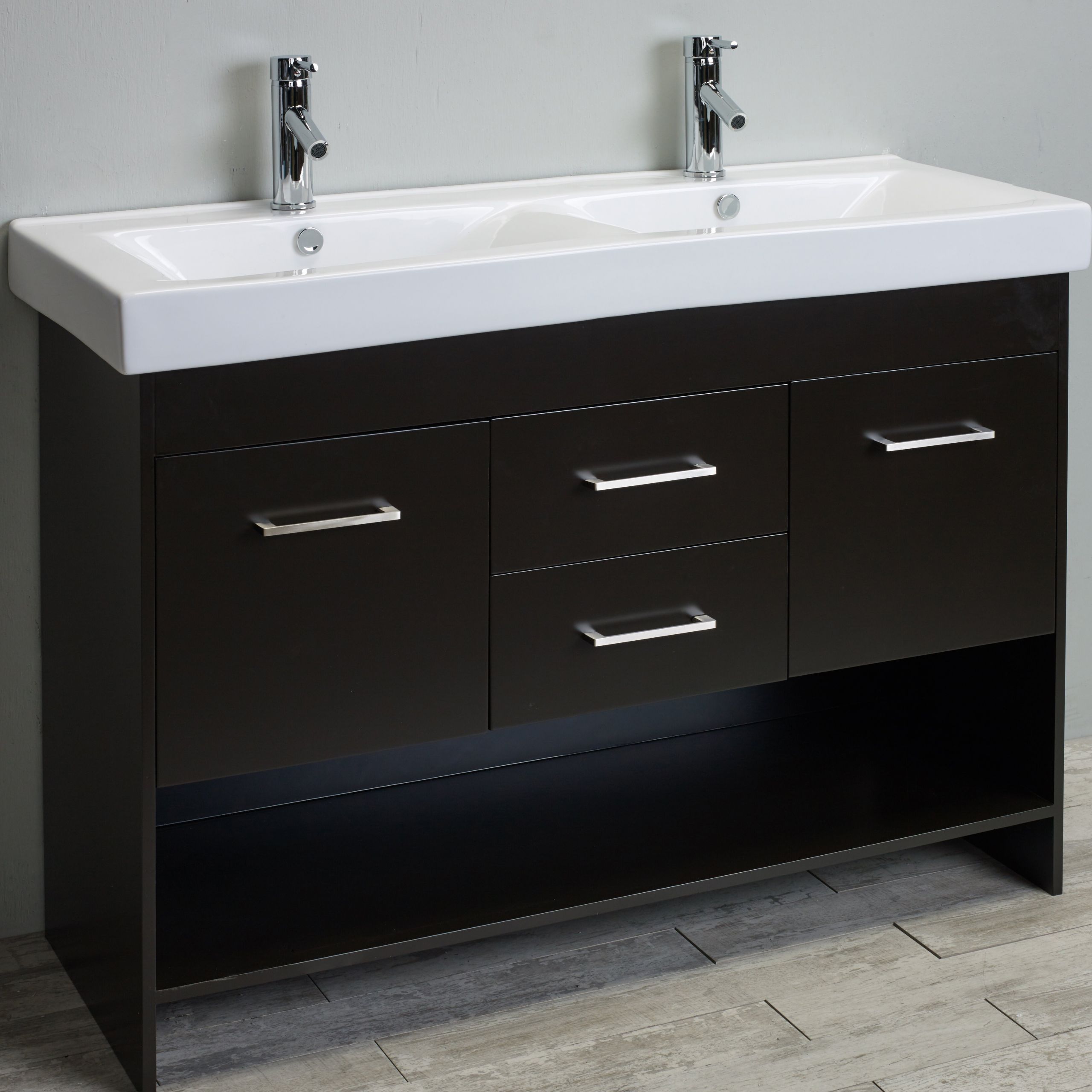 Bathroom Vanities Double Sink
 Eviva Gloria 48" Espresso Double Bathroom Vanity Set with