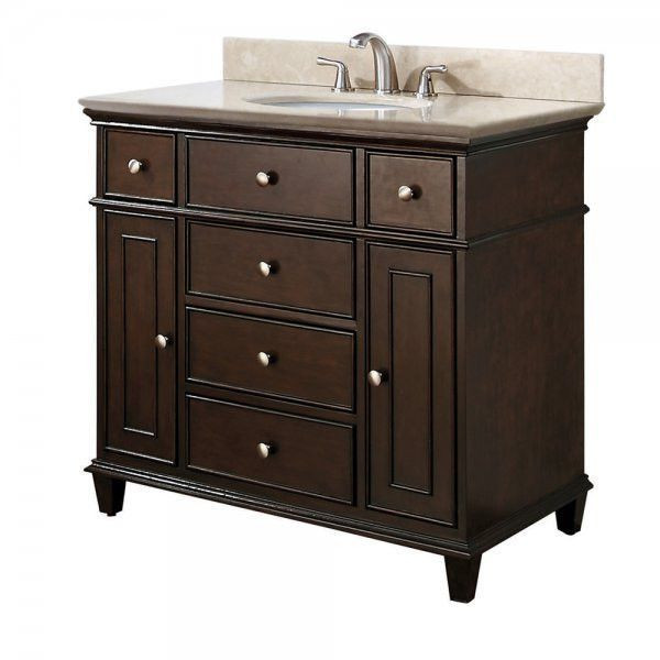 Bathroom Vanities Menards
 Windsor 36" Vanity with Galala Beige Marble Top Walnut