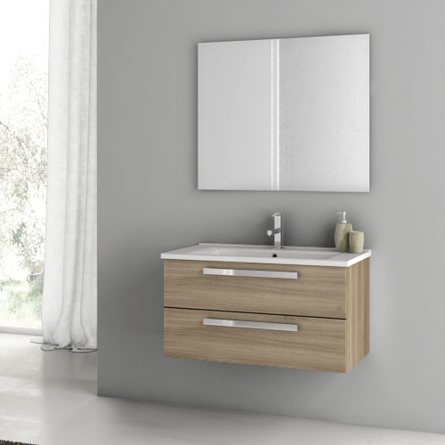 Bathroom Wall Cabinet With Drawers
 Two Drawer Wall Mounted Vanity Set Contemporary