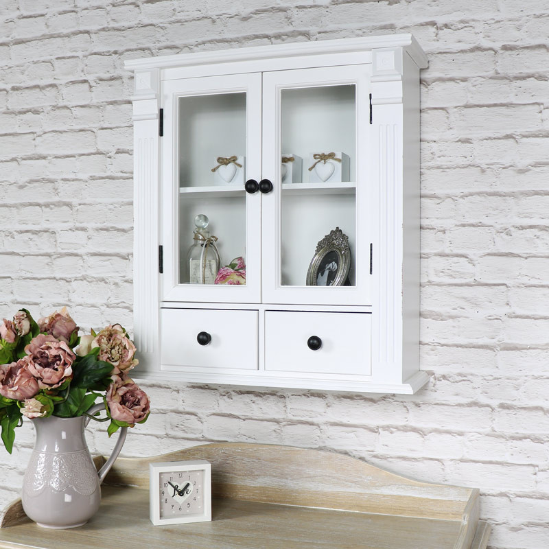 Bathroom Wall Cabinet With Drawers
 White Display Cabinet with Drawer Storage Melody Maison