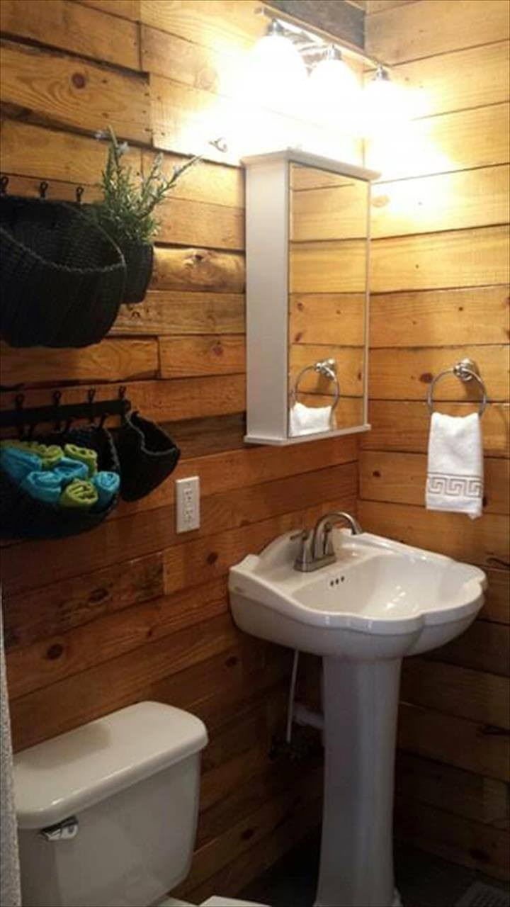 Bathroom Walls Ideas
 DIY Pallet Bathroom Wall Paneling Easy Pallet Ideas