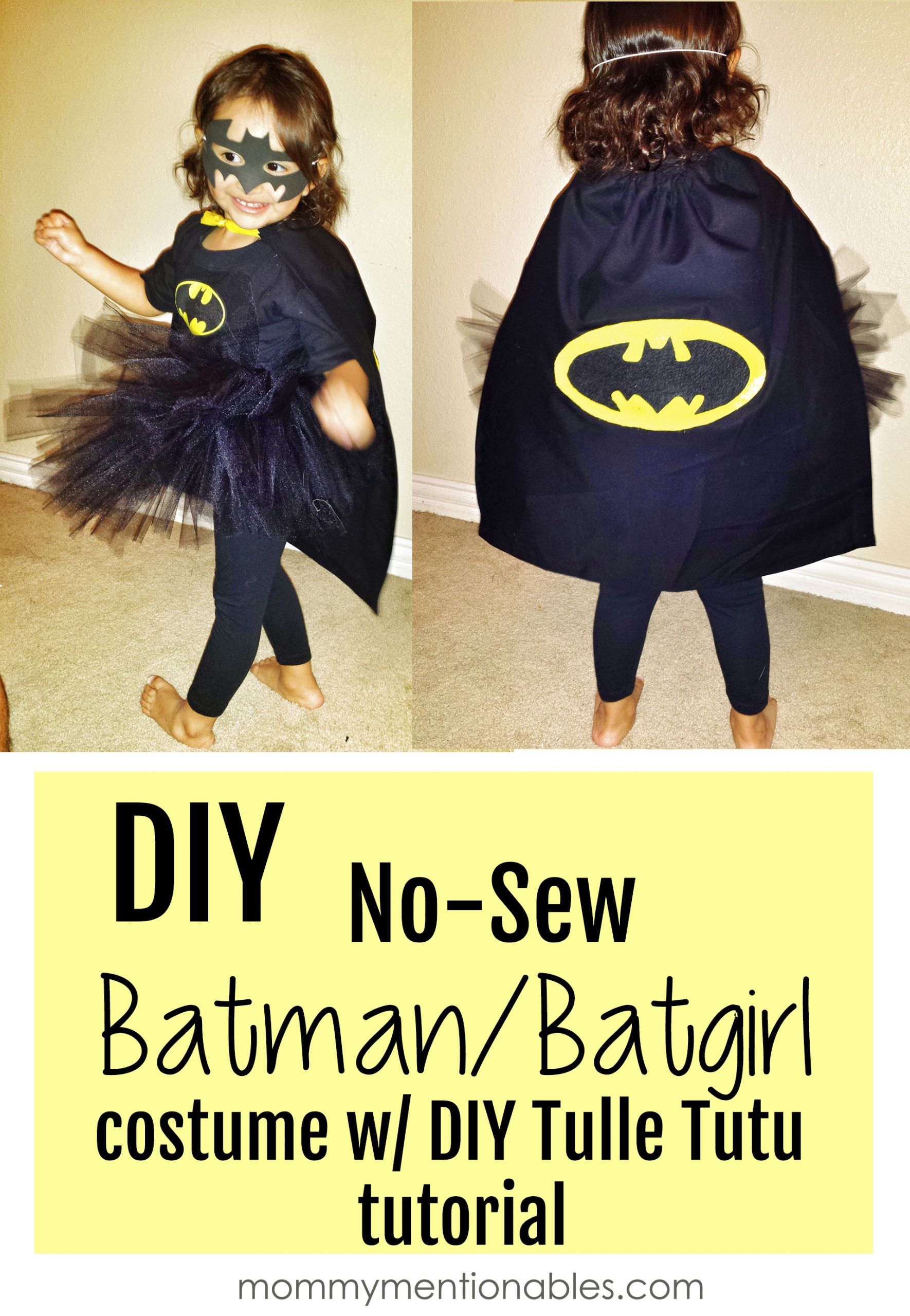 Batman Costume DIY
 DIY No Sew Batman Batgirl Costume