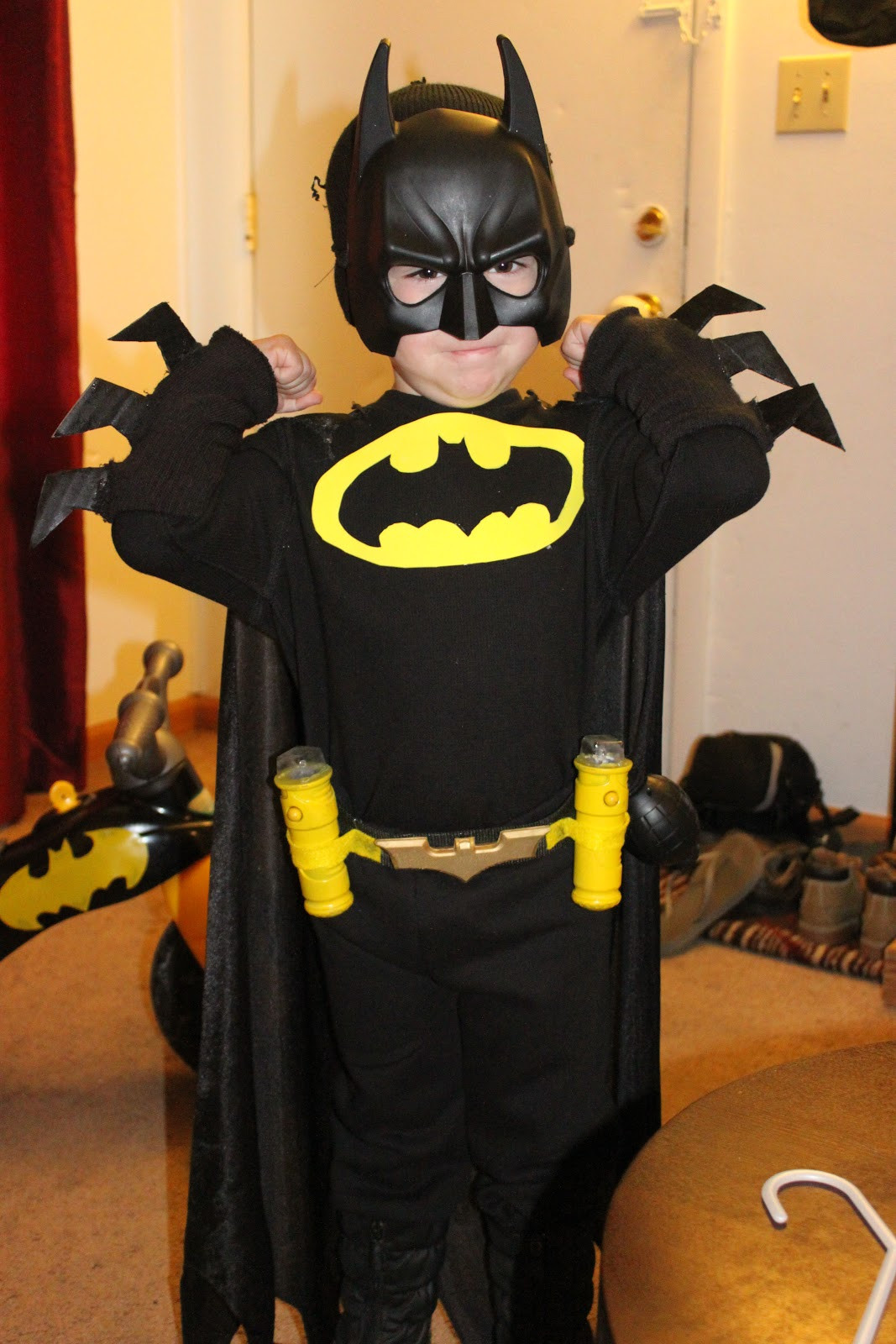 Batman Costume DIY
 Raising a Rugrat Batman Homemade Halloween Costume