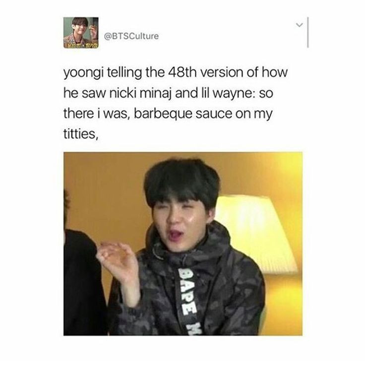 Bbq Sauce On My Titties
 "so there i was barbeque sauce on My titties " LMFAO