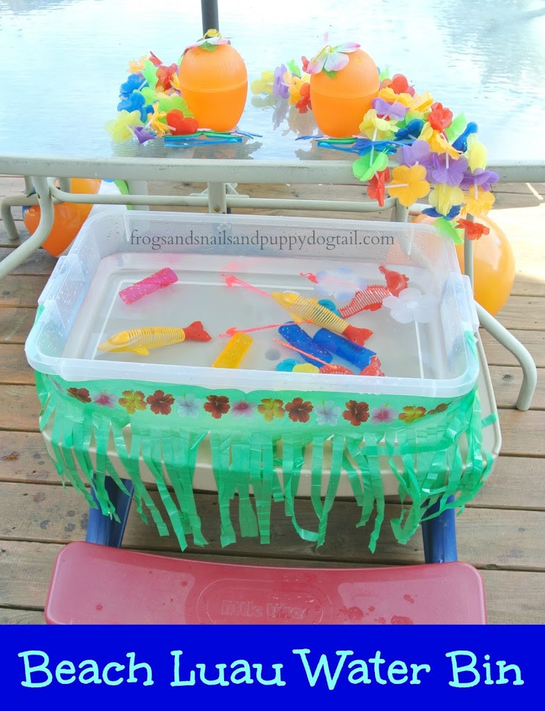Beach Party Ideas For Kindergarten
 Beach Luau Water Bin Sensory Play For kids FSPDT