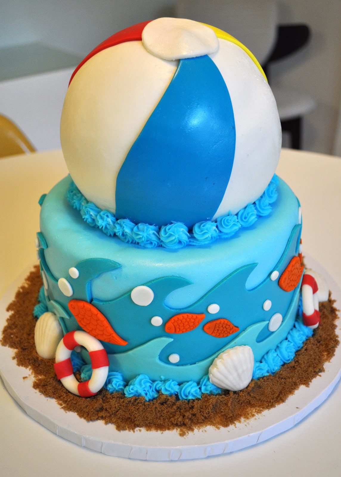 Beach Theme Birthday Cake
 MegMade Cakes Sophia s Beach Party cake