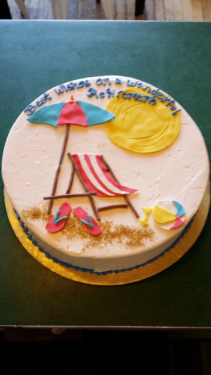 Beach Themed Retirement Party Ideas
 Beach themed retirement cake Fondant sun flip flops