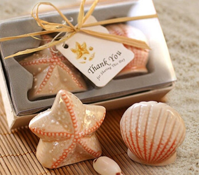 Beach Wedding Party Favors
 100pcs=50boxes Starfish Sea Shell Salt Pepper Shakers
