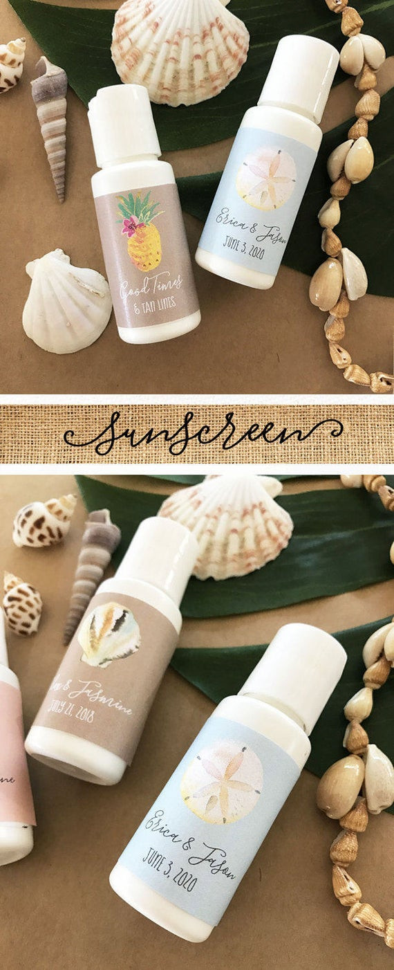 Beach Wedding Party Favors
 Beach Wedding Favours Personalized Sunscreen Favor