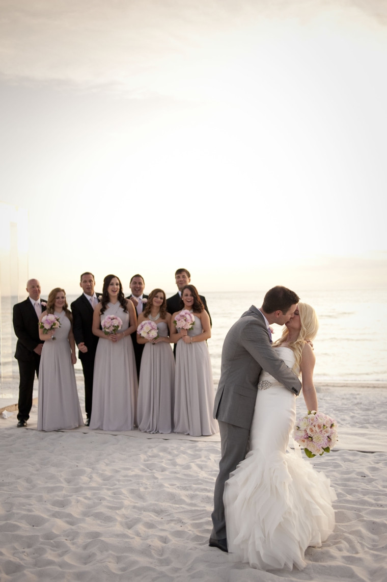 Beach Wedding Party
 A Glamorous Silver & Blush Beach Wedding