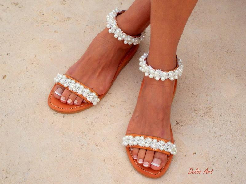 Beach Wedding Sandals For Bride
 Bridal Sandals Leather Sandals White Beach Wedding