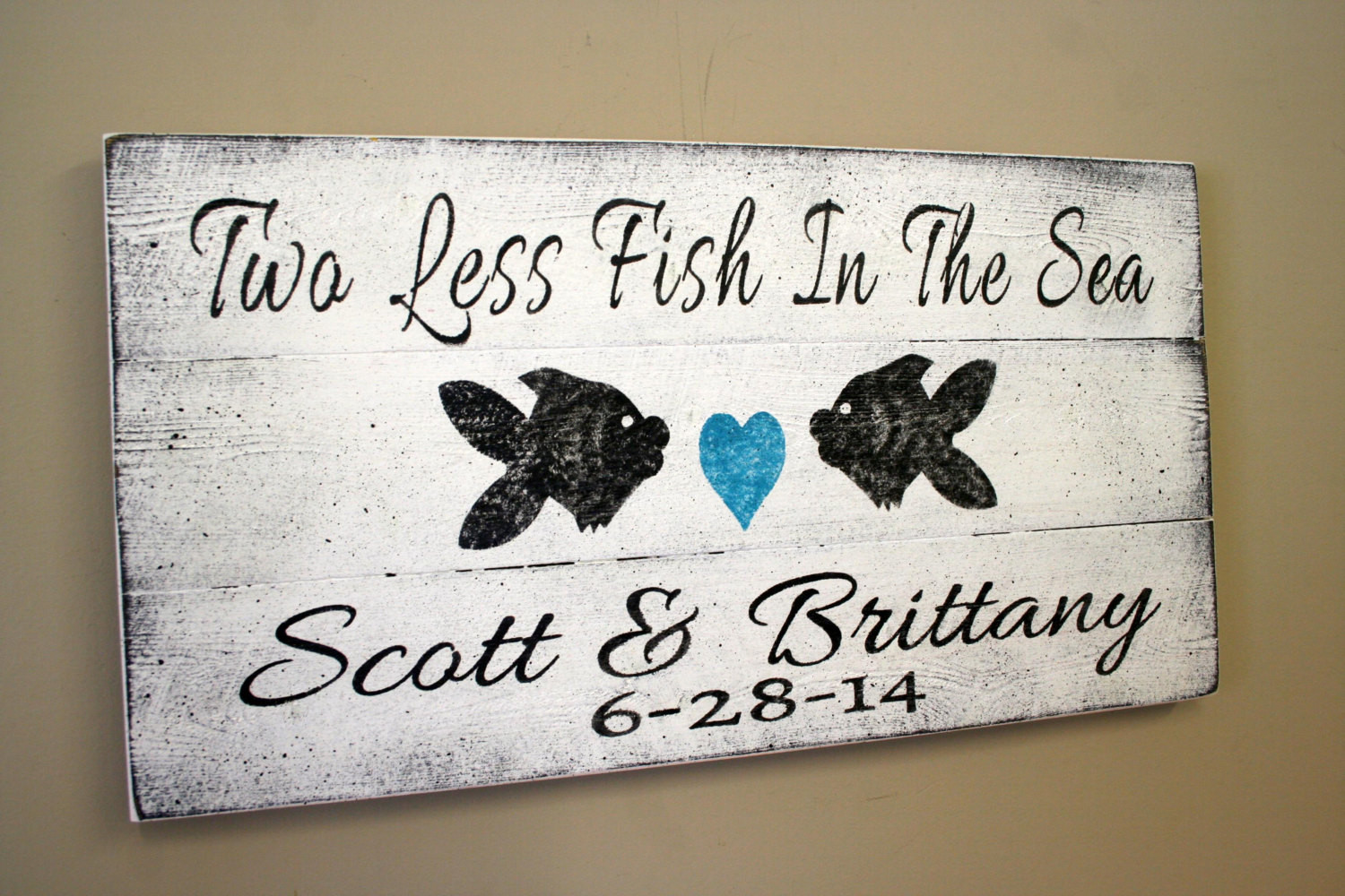 Beach Wedding Signs
 Beach Wedding Sign Pallet Sign Two Less Fish In The Sea Beach