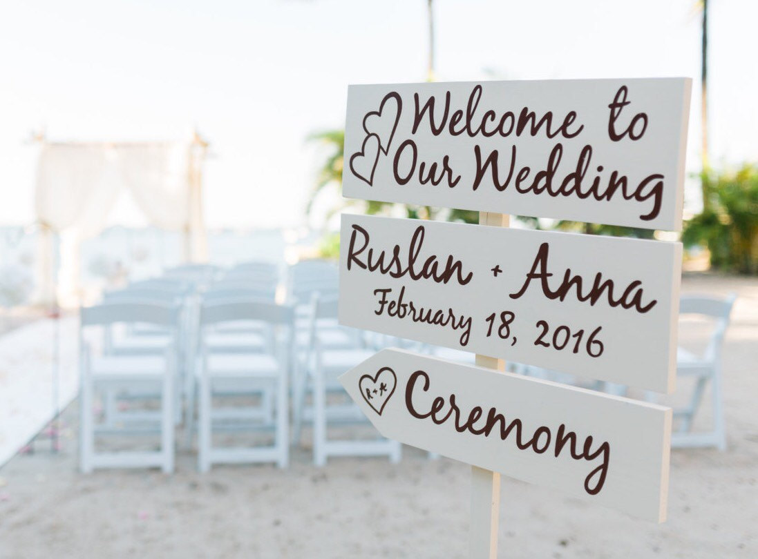 Beach Wedding Signs
 Ivory Wel e Wedding Sign Beach Wedding Decor Rustic