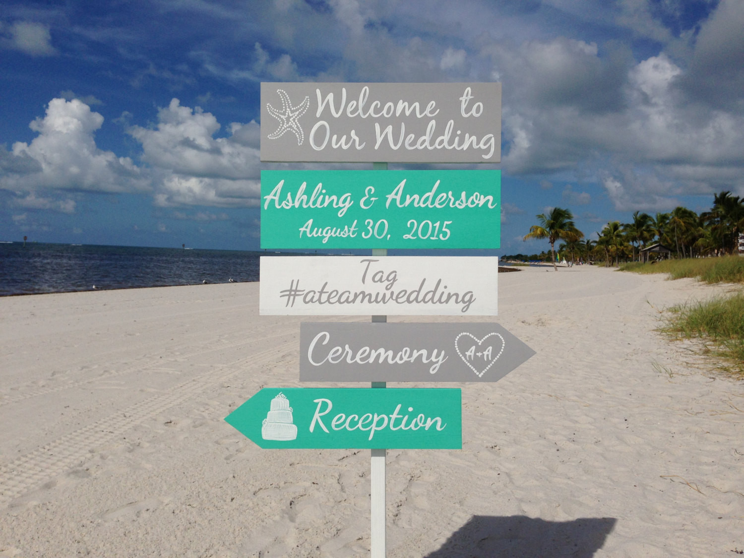 Beach Wedding Signs
 Silver Aqua Wel e Wedding Sign Beach Wedding Decor by