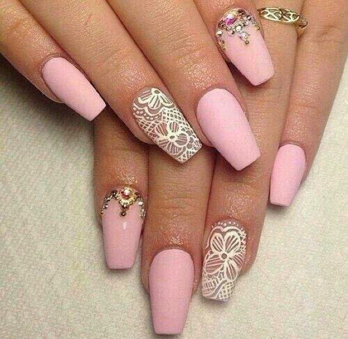 Beautiful Fake Nails
 art beautiful fake nails flowers pink white image