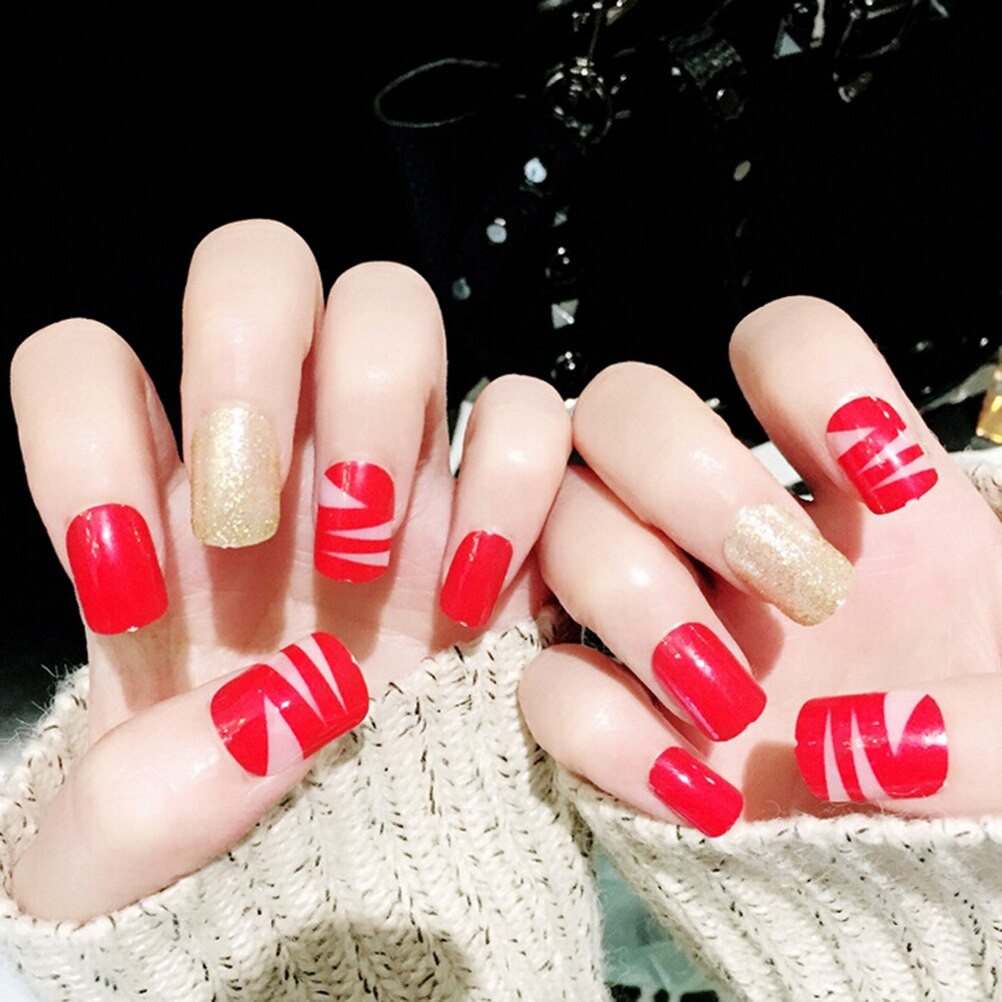 Beautiful Fake Nails
 14 5x7cm 2018 Fashion Beautiful 24pcs Red Nail Tip