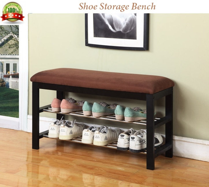 Bedroom Bench With Shoe Storage
 Shoe Storage Bench Wooden Hallway Furniture Bedroom