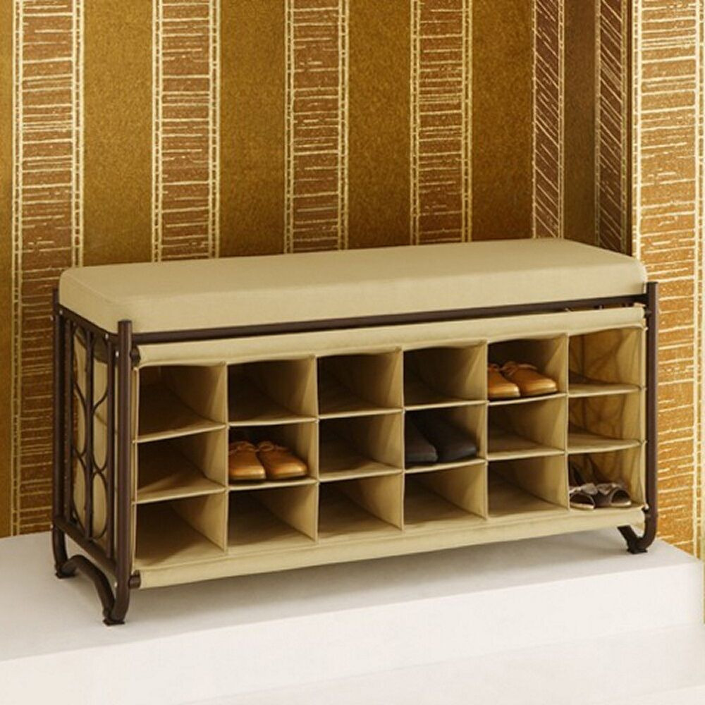 Bedroom Bench With Shoe Storage
 Entryway Hall Bench Seat Shoe Storage Cubbie Cushion