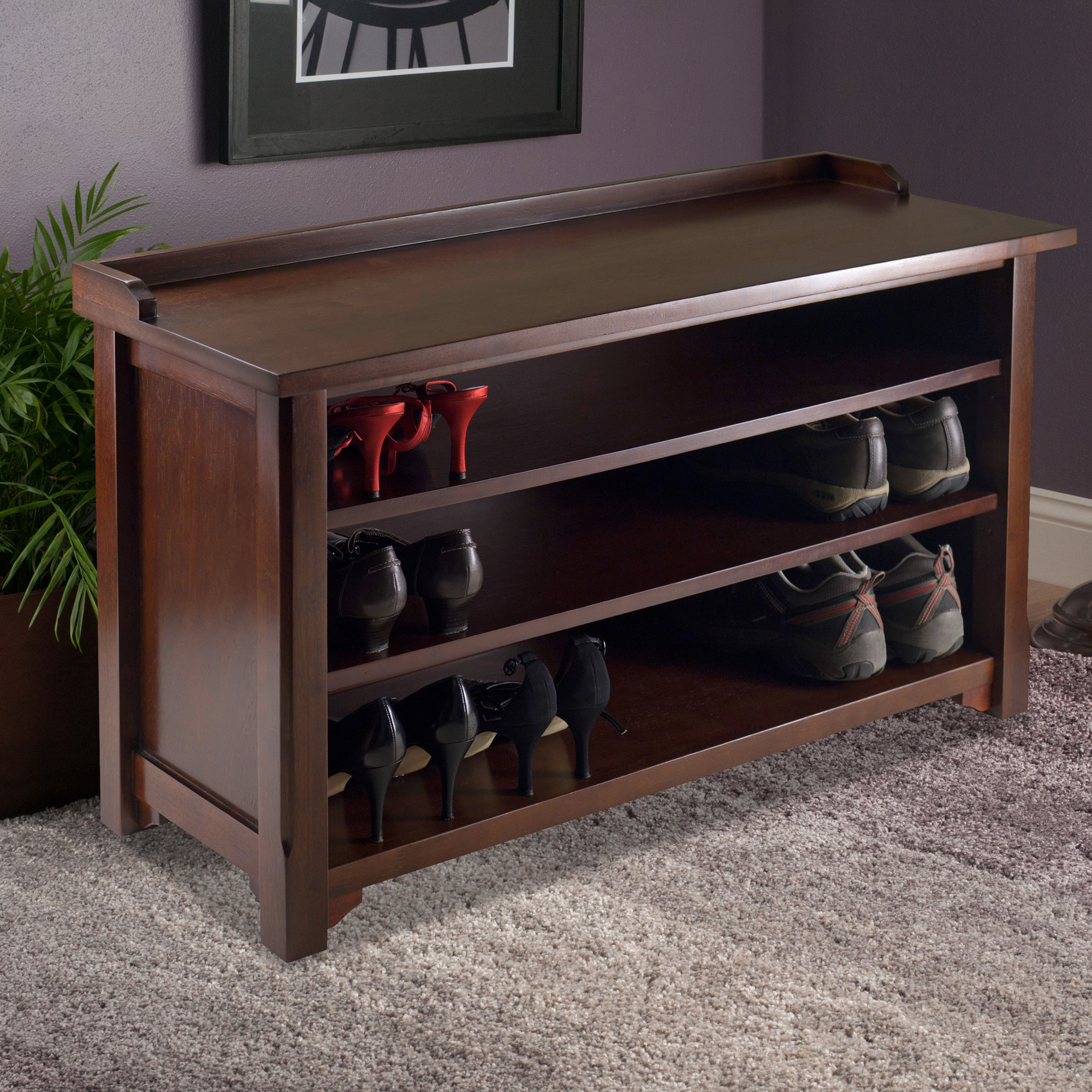 Bedroom Bench With Shoe Storage
 Winsome Wood Dayton Bench Shoe Storage Walnut Finish