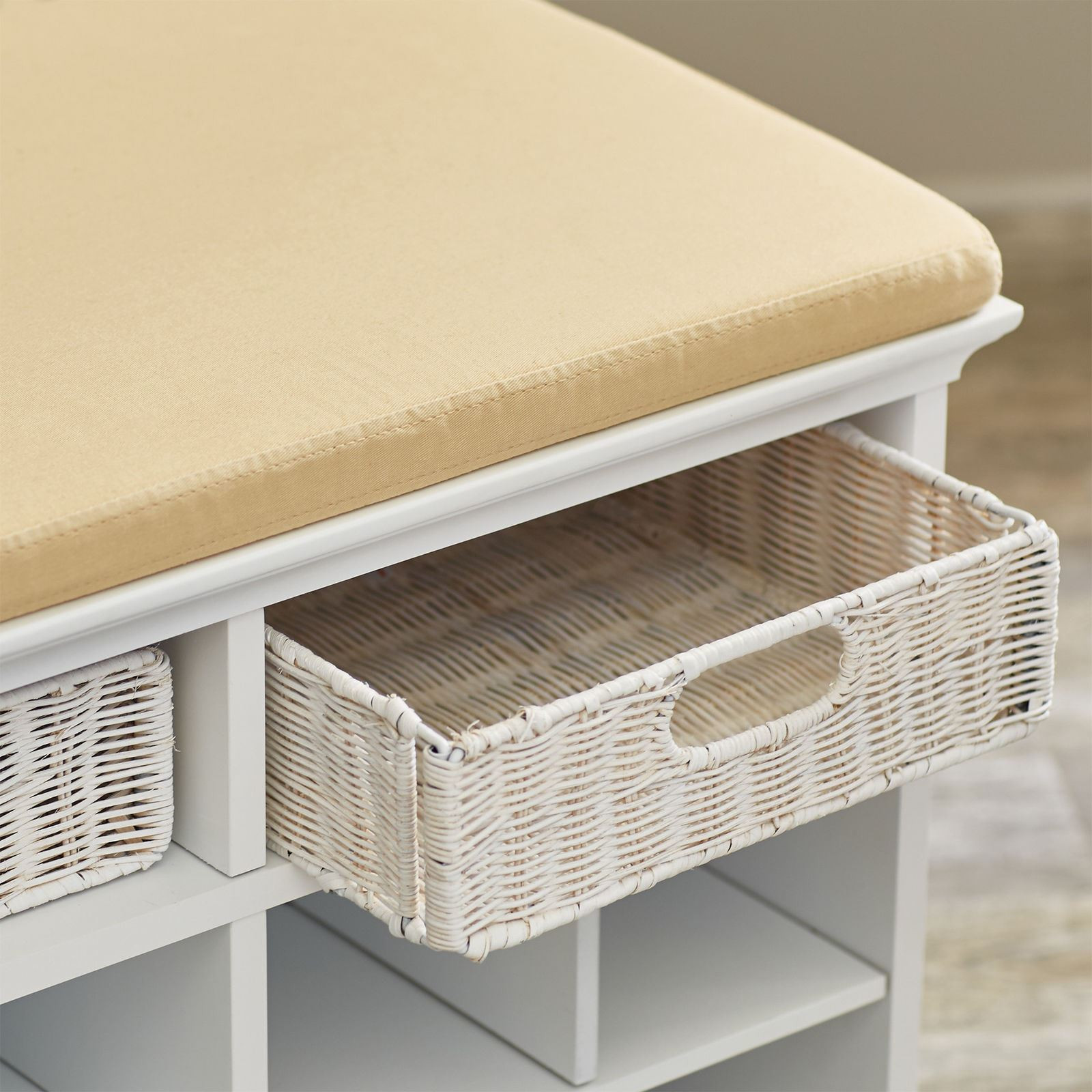 Bedroom Bench With Shoe Storage
 NEW White Wooden Shoe Storage Bench Seat Entryway Mud Room