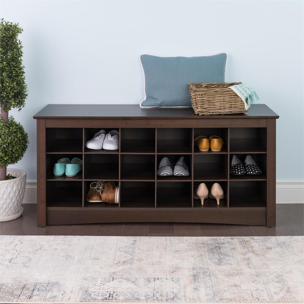 Bedroom Bench With Shoe Storage
 Prepac Entryway Shoe Storage Cubbie Bench Espresso ESS 4824