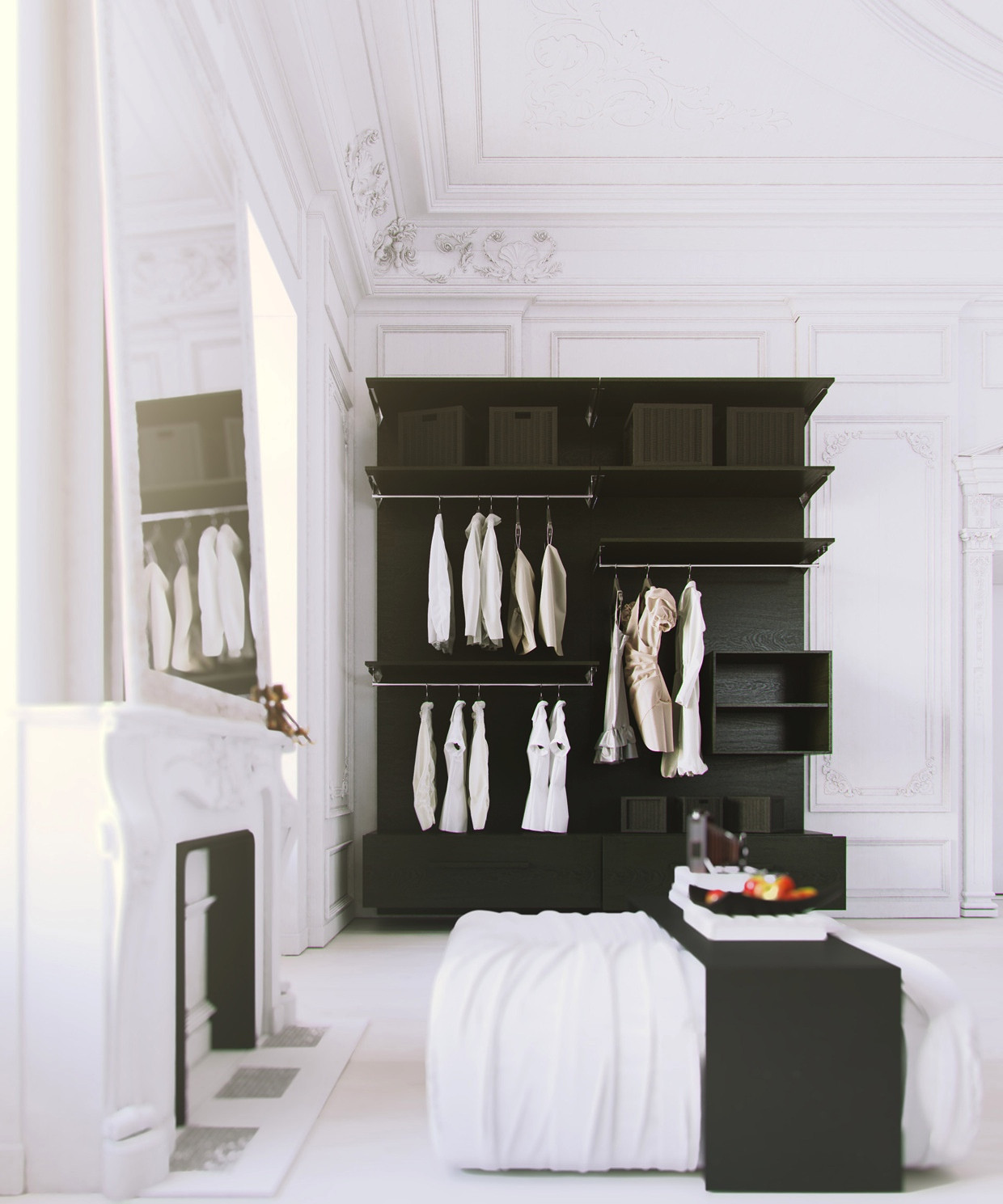 Bedroom Clothes Storage
 Scandinavian & Parisian Apartments In White