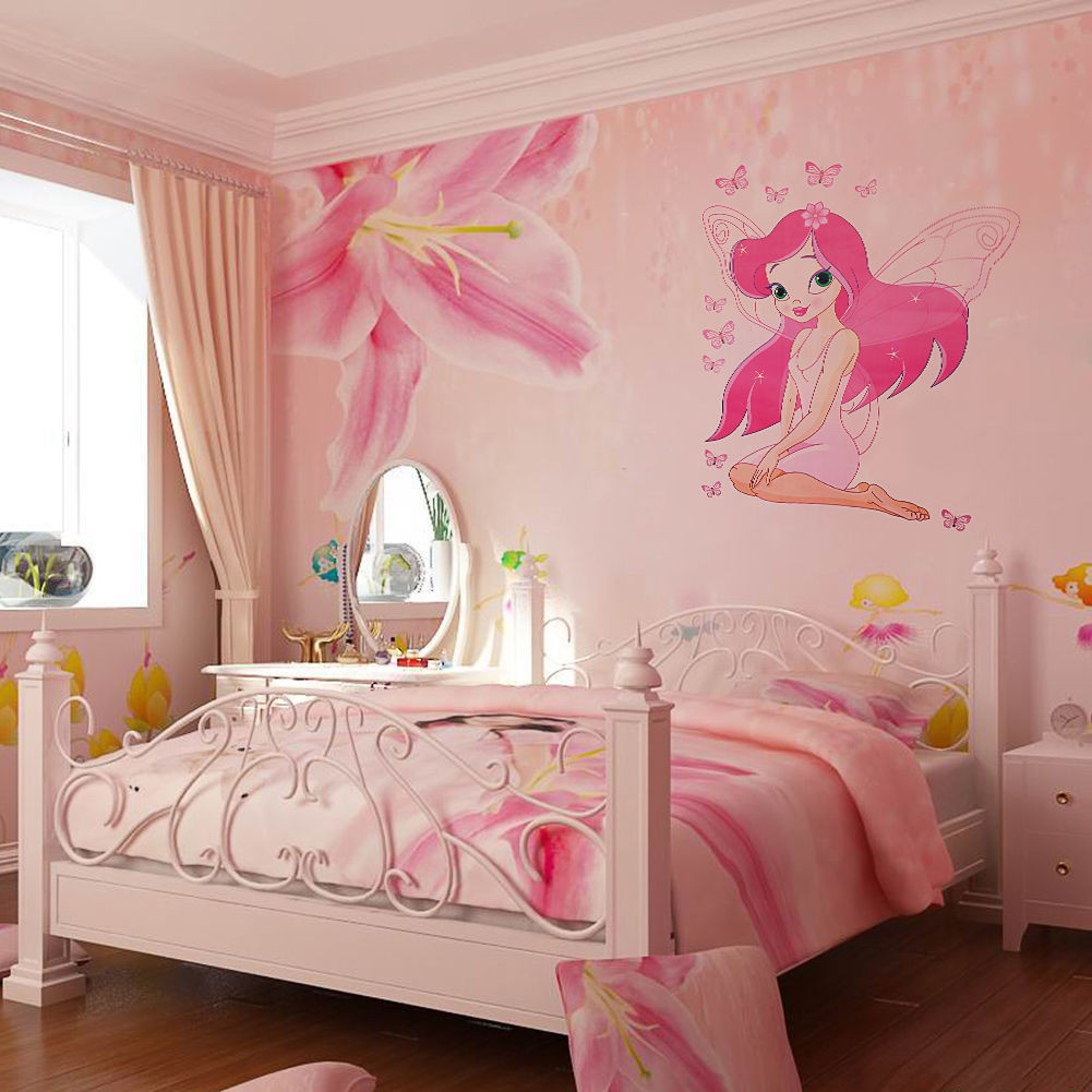 Bedroom Wall Decal
 80cm 70cm Fantasy Fairy Princess Butterly Decals Art Mural
