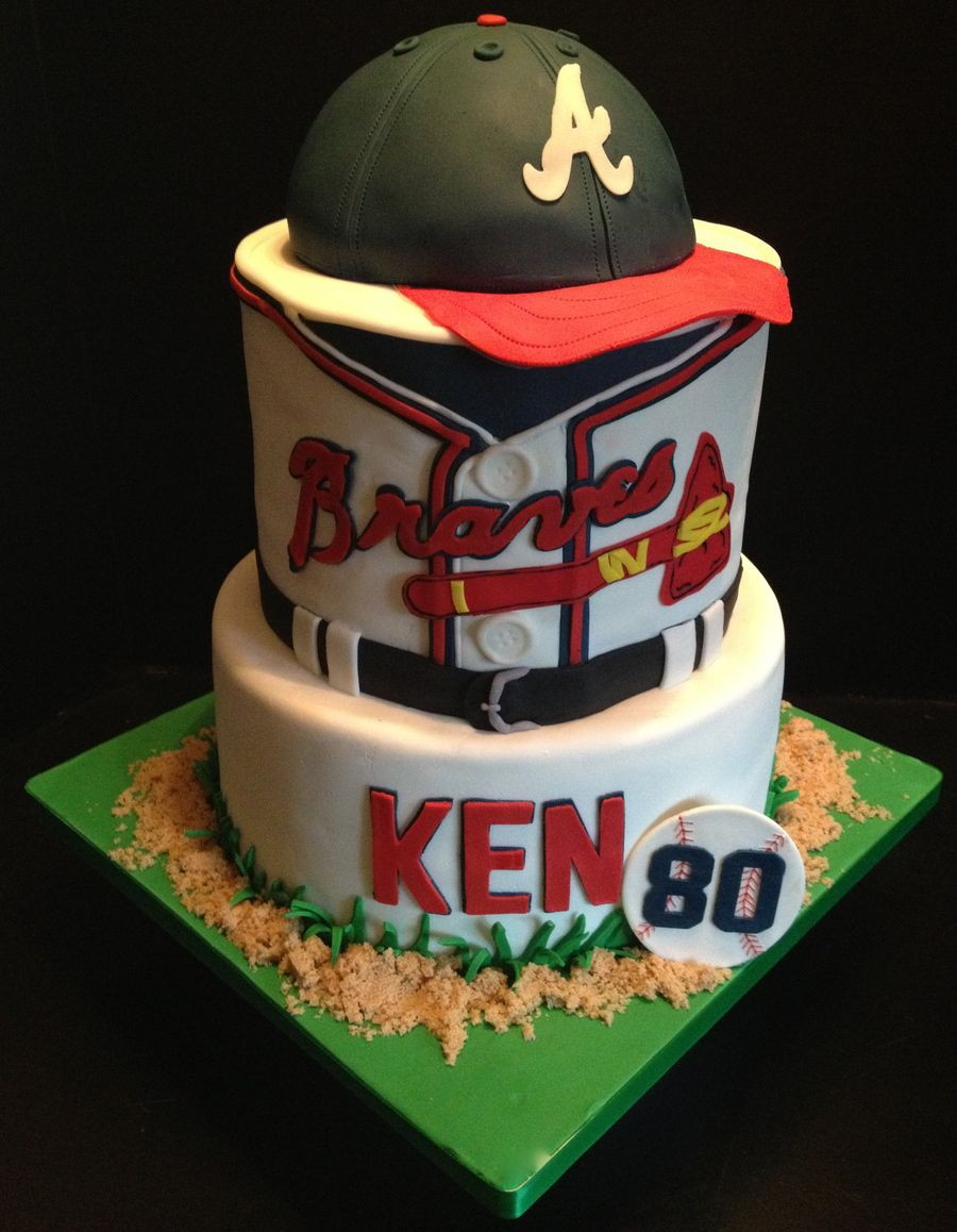 Best Birthday Cakes In Atlanta
 Atlanta Braves baseball birthday cake Cap is done with the