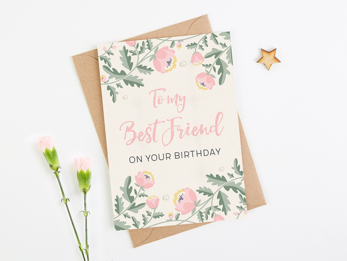 Best Birthday Cards
 Best Friend Birthday Card Pink Floral norma&dorothy