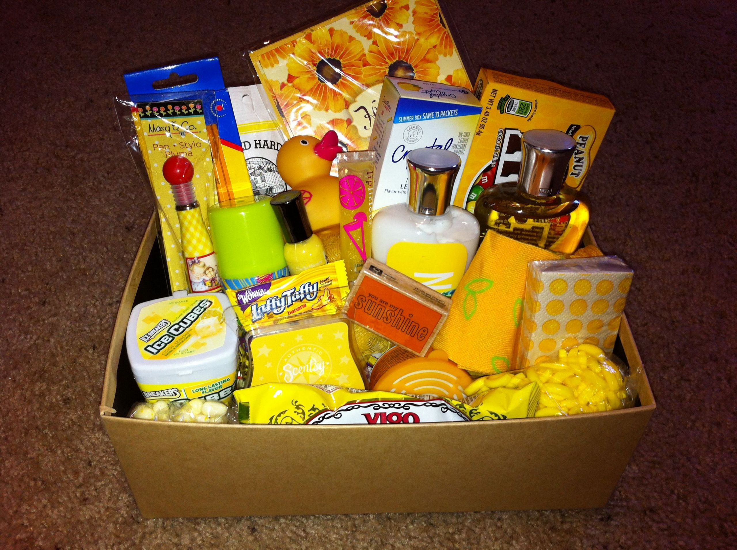 Best Friend Birthday Gift Basket Ideas
 "Box of sunshine" my best friend made this for my birthday