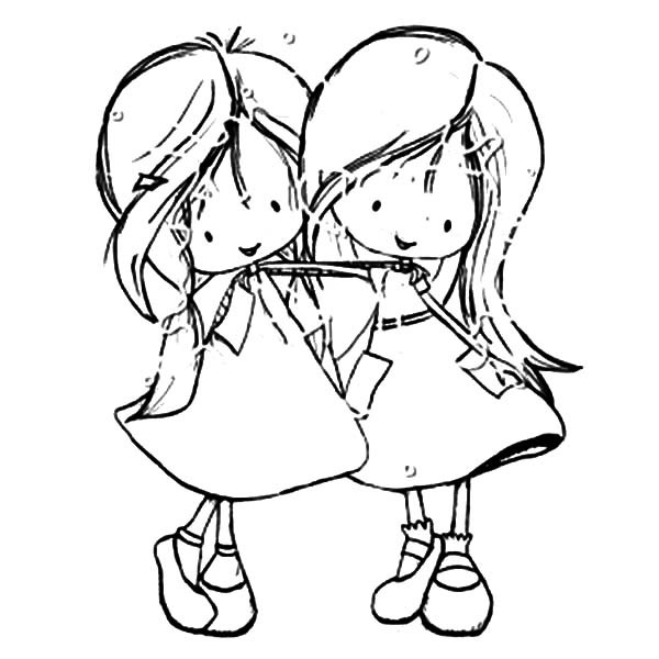 Best Friend Coloring Pages For Girls
 Best Friends Two Little Girl Coloring Pages Best Friends