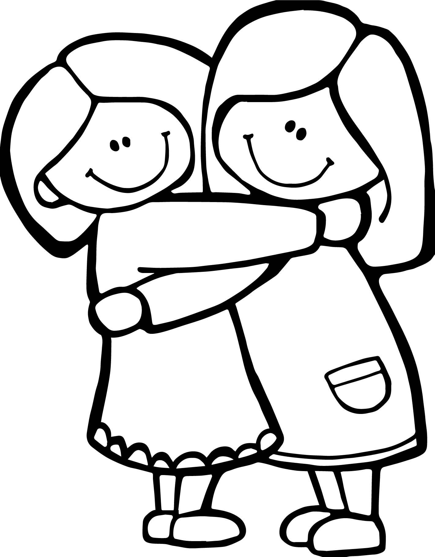 Best Friend Coloring Pages For Girls
 cool Best Friends Girl Mother Hug Coloring Page