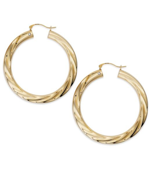 Big Gold Earrings
 Signature gold Diamond Accent Big Twist Hoop Earrings In