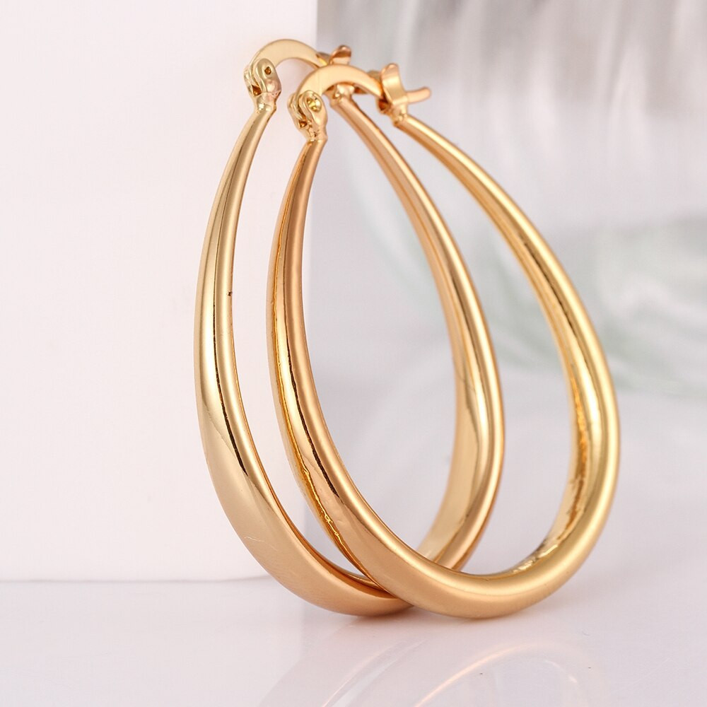 Big Gold Earrings
 New Arrival wholesale Big Oval Hoop Earrings Jewelry Gold