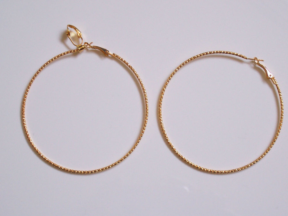Big Gold Earrings
 BIG CLIP ON HOOP EARRINGS TWISTED GOLD PLATED DESIGN
