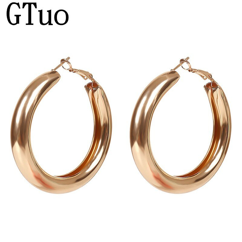 Big Gold Earrings
 Big Gold 50MM Round Circle Hoop Earings Fashion Jewelry