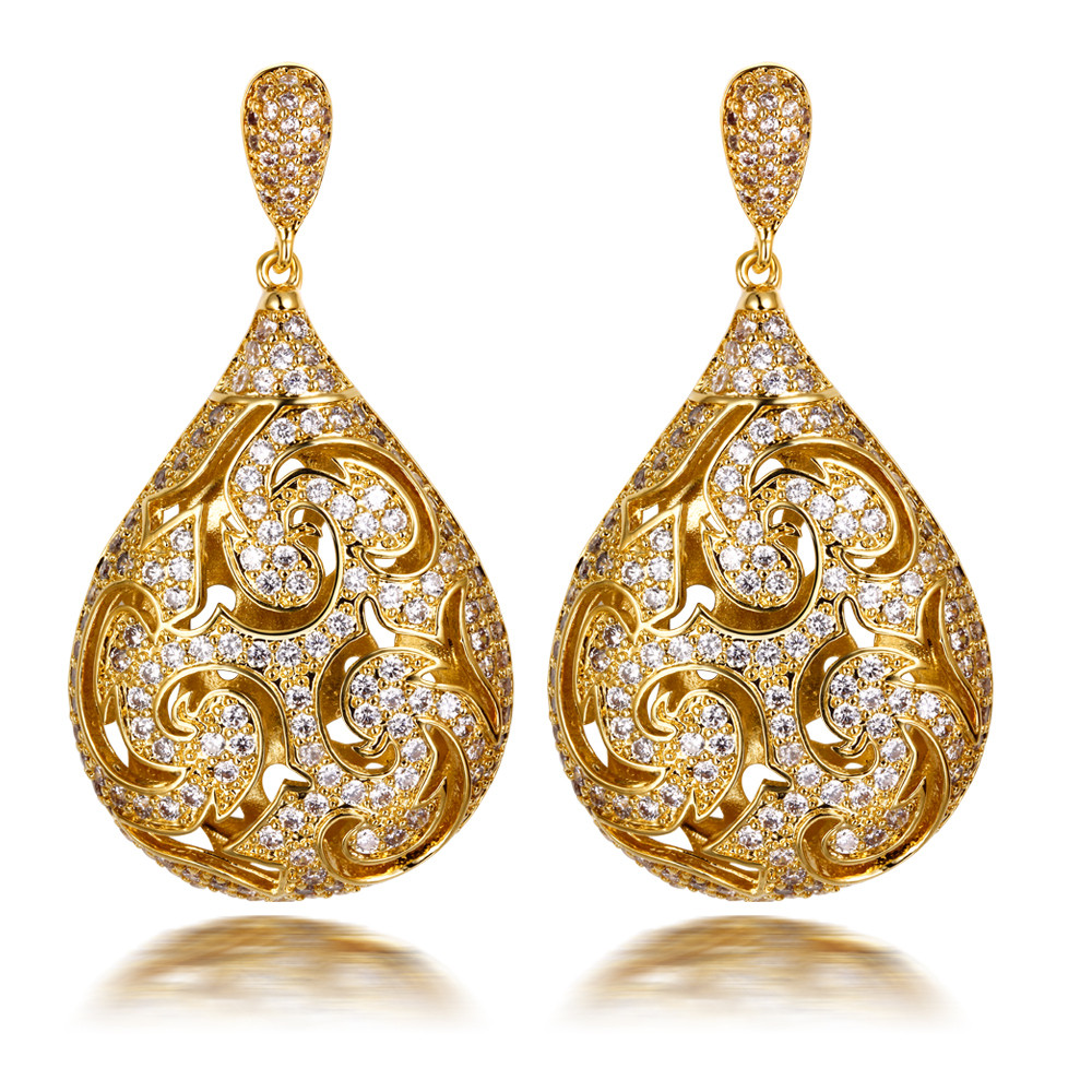 Big Gold Earrings
 Big Drop Earrings for women luxury earring gold plated