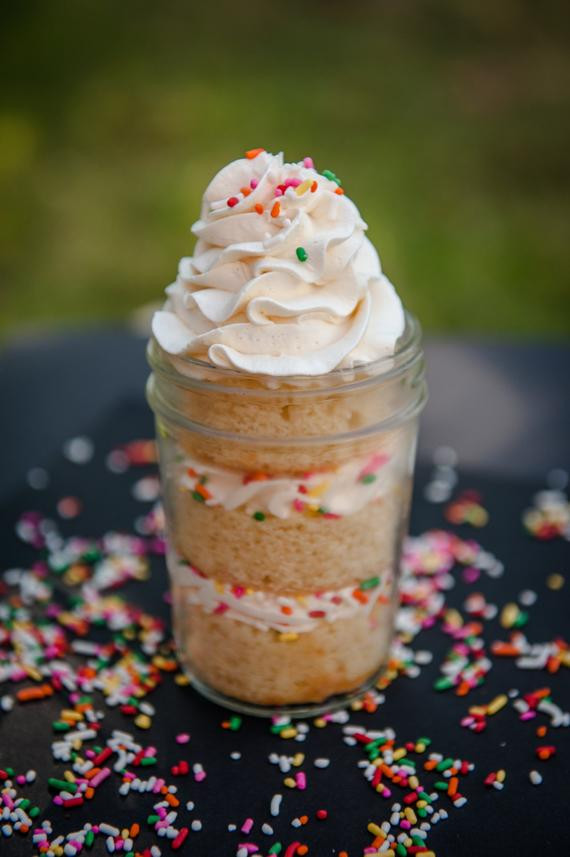 Birthday Cake In A Jar
 Items similar to Birthday CAKE JAR 4 Pack Three layers