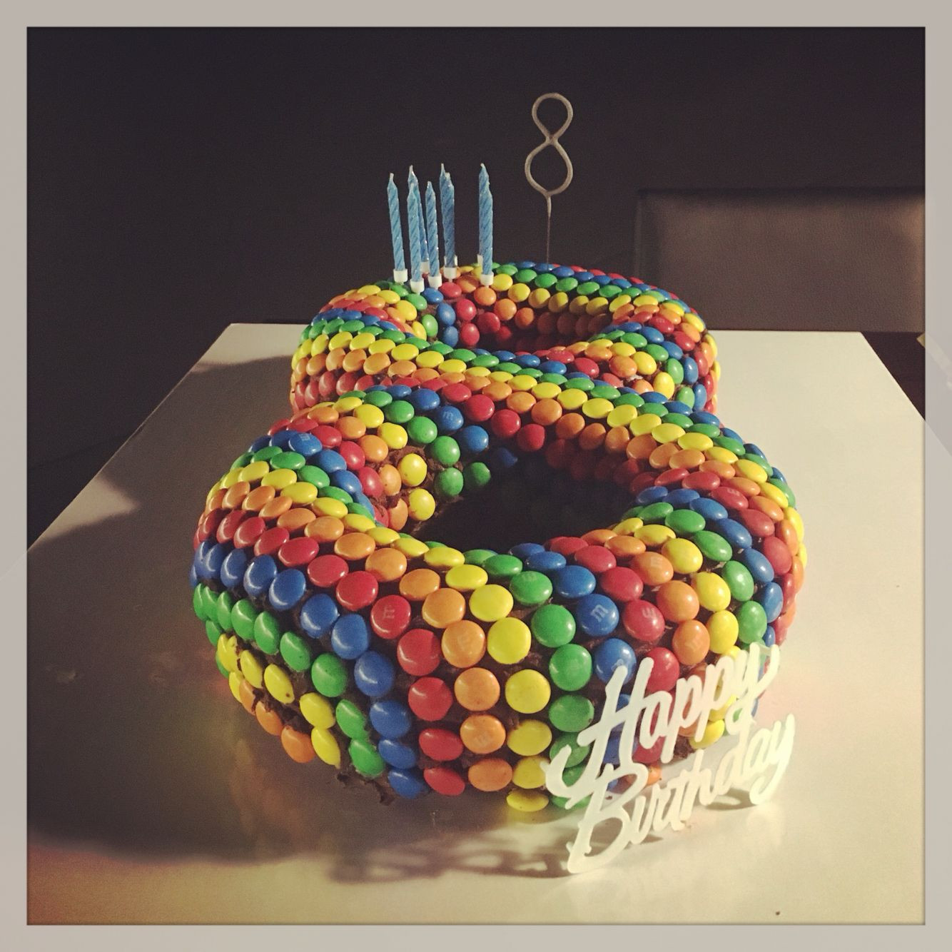 Birthday Cake M&amp;m
 Rainbow M&M s birthday cake 8 years old …