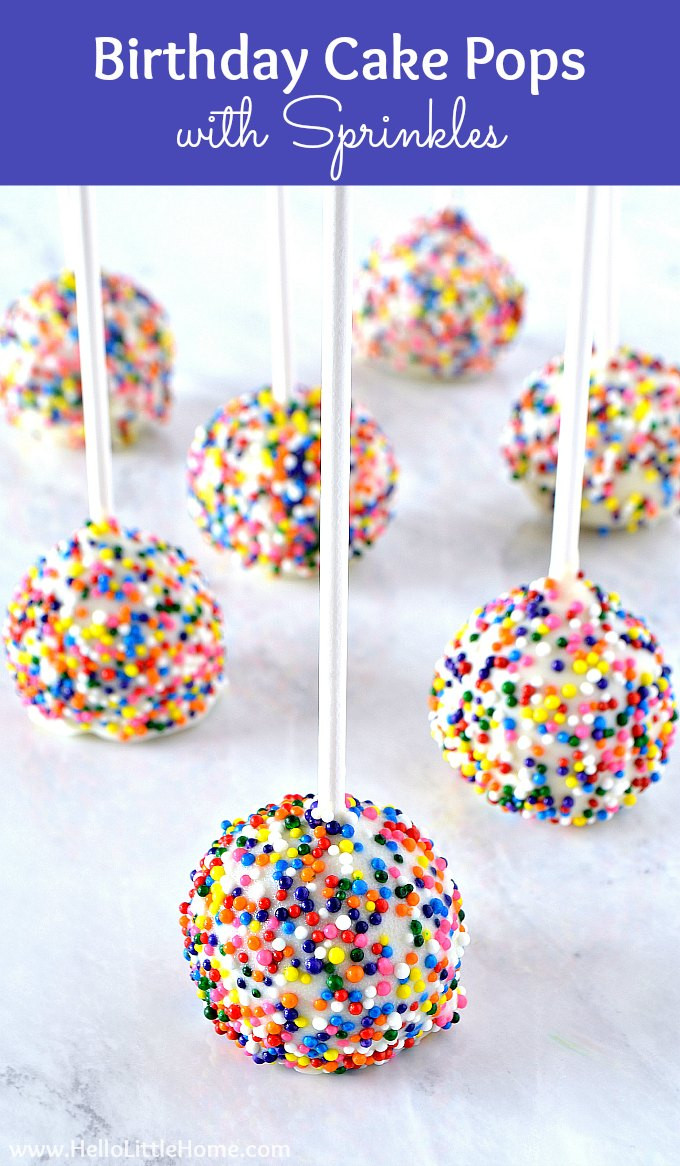 Birthday Cake Pop Recipe
 Birthday Cake Pops with Sprinkles