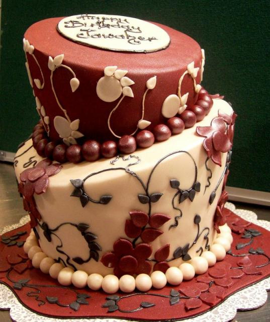 Birthday Cakes For Women
 Two tier elegant birthday cake for women with beads JPG 4