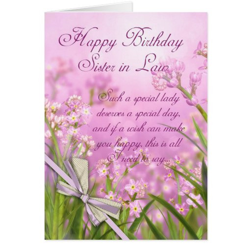 Birthday Card For Sister In Law
 Sister in Law Birthday Card Pink Feminine Floral