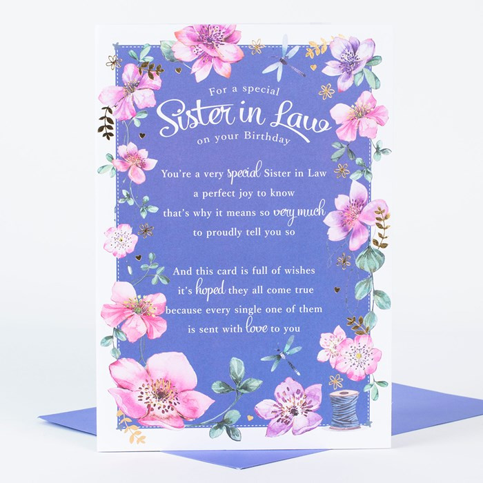 Birthday Card For Sister In Law
 Birthday Card Purple Floral Sister In Law