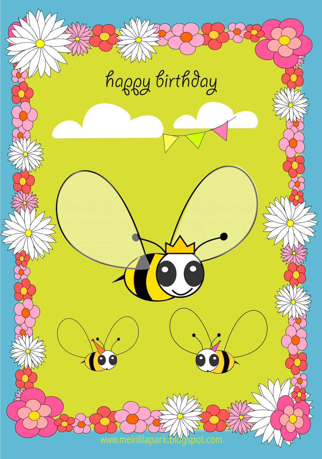 Birthday Card Online Free
 Free printable Happy Birthday card for kids ausdruckbare